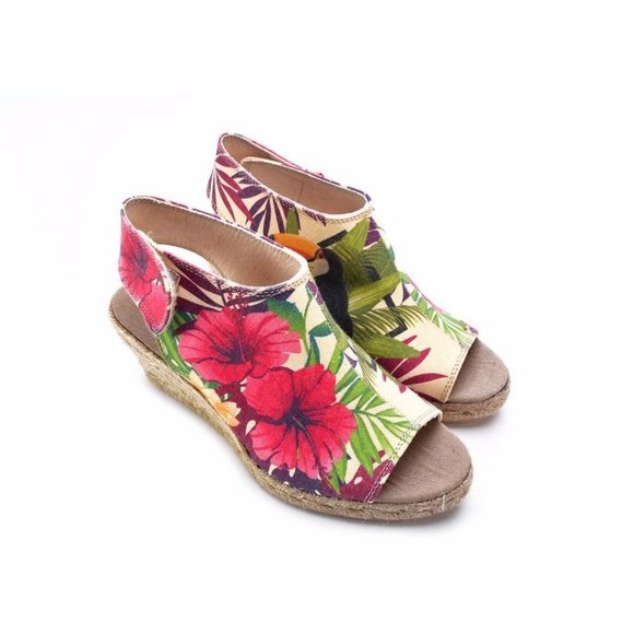 High Heel Floral Espadrilles - Picture 1 of 5